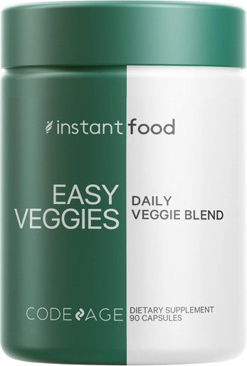 Codeage Instantfood Easy Veggies + Fast Fruits Vitamins Bundle 30+ Daily Vegetables & Fruits Powders Whole Food Green Fruits Multivitamin Fibers Vegan Superfood Minerals Supplement - 180 Capsules