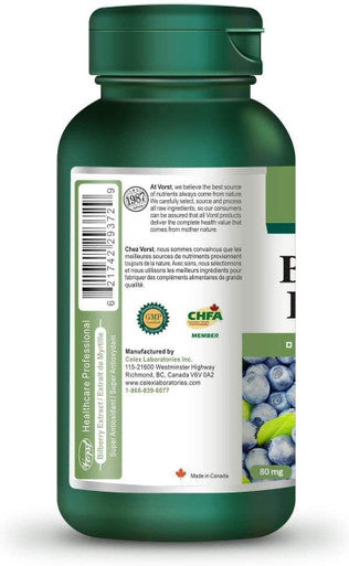 Bilberry Extract 8000mg Equivalent Raw Herb 90 Capsules Eye Antioxidant Circulation Enhancer Inflammation Reducer European Blueberry Paleo Friendly Supplement (1 Bottle)