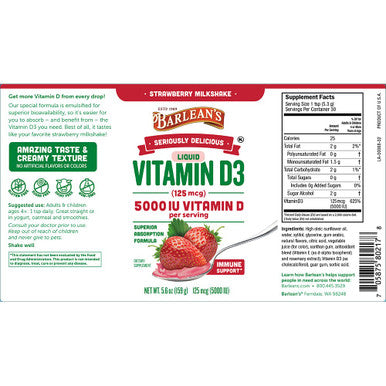 Barleans Strawberry Milkshake with Vitamin D3 DairyFree SugarFree NonGMO GlutenFree 5.6Ounces