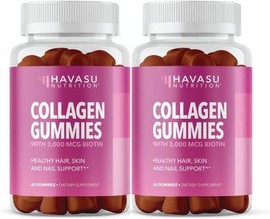 Havasu Nutrition Collagen Gummies Formulated with Collagen Biotin to Support Hair Skin and Nail Growth for Men Women GelatinFree 2 Pack 120 Gummies