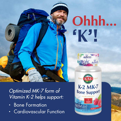 KAL Vitamin K-2 MK-7 ActivMelt | Natural Raspberry Flavor | Bone & Cardiovascular Function Support | No Sugar Added | Lab Verified | 60 Micro Tablets