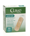 CURAD Comfort Fabric Adhesive Bandage, Sterile, 1" Width, 3" Length, Pack of 100