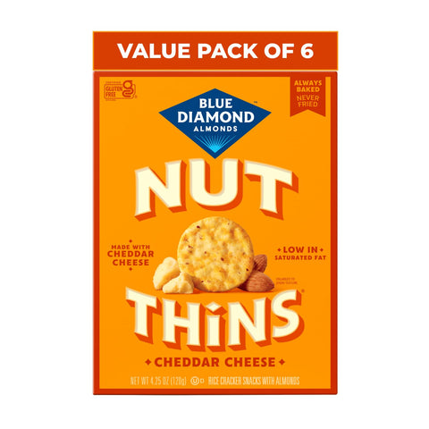 Blue Diamond Almonds Nut-Thins Hint of Sea Salt, 4.25 oz, Pack of 6