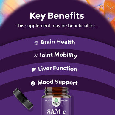 Bundle of Pure SAM-E Nootropic Brain Supplement and Mood Enhancer Organic Ashwagandha Capsules - Brain Support Supplement - Thyroid Energy Focus and Adrenal Support