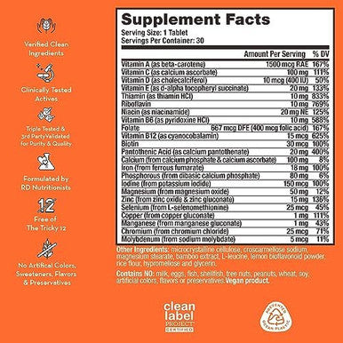 Hum Base Control Daily Women'S Multivitamin & Minerals W/B Complex Vitamin C 22 Micronutrients + Iron & Biotin To Support Premenopause Women Nongmo & Gluten (30 Tablets)