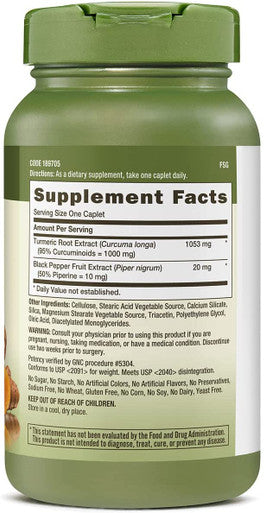 GNC Herbal Plus Turmeric Curcumin 1000mg Extra Strength 120 Caplets