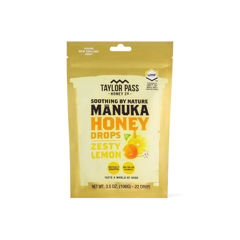Taylor Pass Honey Co MÃ„Ânuka Honey Drops UMFÃ¢â€žÂ¢ 10+ | Berry Bliss | MÃ„Ânuka Honey Lozenges | Soothing Natural Manuka On-the-Go | 22 Individually Wrapped Drops | Made in New Zealand