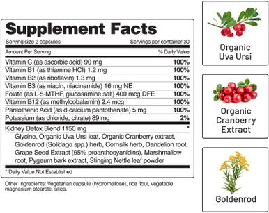Kidney Health Support Supplement Kidney Cleanse Detox Kidney Support Formula Uva Ursi Capsules Cranberry Supplement Kidney Vitamins Detox Formula 15 Active Plants Herbs 60 Capsules