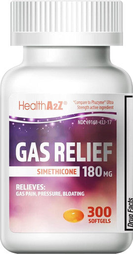 HealthA2Z Gas Relief Simethicone 180mg | Relieves from Stomach Discomfort and Gas | Anti Flatulence | Relieves Gas Fast