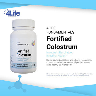4Life - Fortified Colostrum - Bovine Colostrum Veggie Capsules for Immune Absorptive Respiratory and Brain Function Support with Lactoferrin Lactalbumin and Milk Fat Globule Membrane - 60 Capsules