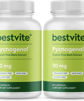 Bestvite Pycnogenol 50mg (120 Capsules) (60x2) - French Maritime Pine Bark Extract - No Stearates - Gluten - Non GMO