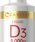 Carlyle Liquid Vitamin D3 5000 IU (125 mcg) 2 oz Vegetarian, Non-GMO, and Gluten Free Supplement Vitamin D Liquid Drops for Adults