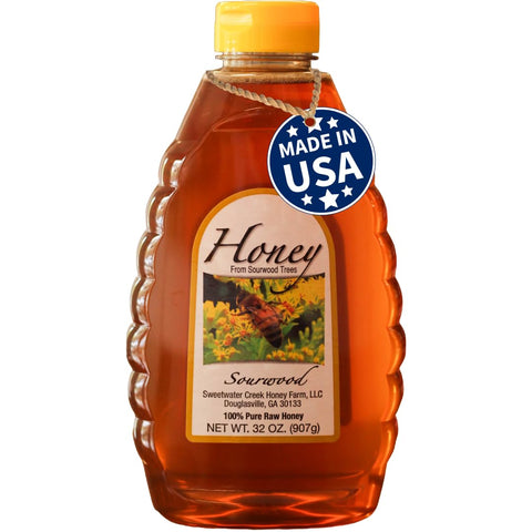 Peach Honey, 32oz, Raw & Unfiltered, Sweetwater Creek Honey Farm | 100% Raw, & Unfiltered, Peach-Infused to Perfection, Beekeeper Owned and Operated, Natural Sweetener, Sugar Replacement