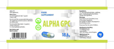 Alpha Gpc Choline 500Mg Serving 60 Vegan Capsules, 3Rd Party Lab Tested, High Strength Supplement, No Fillers Or Bulkers, Gluten And Gmo