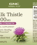Gnc Herbal Plus Milk Thistle 1300Mg | Standardized Herb, Supports Healthy Liver Function, Vegetarian | 120 Caplets