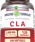 Amazing Nutrition Formulas CLA (Conjugated Linoleic Acid) Supplement | 3000 Mg Per Serving | 240 Softgels | Non-GMO | Gluten | Made in USA