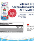 Kal B-12 Adenosylcobalamin Activmelt, Strawberry, White, 90 Count
