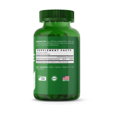 Herbevia Vitamin E 400 IU Antioxidant Supplement ÃƒÂ¢Ã¢â€šÂ¬Ã¢â‚¬Å“ For Skin Men & Women Supports Reproductive Health & Oxidative Cell Health Organic & No Side Effects Halal Certified GMO-Free 60 Softgels