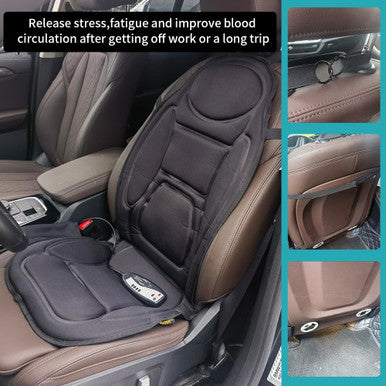 Back Massager Seat Cushion With Heat,8 Vibration Motors Massage Chair Pad For Back, Deep Tissue Vibration Seat Massager Cushion For Back Pain Relief Home Office Chair Use, Gifts For Women,Men,Black