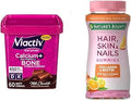 Viactiv Calcium +Vitamin D3 Supplement Soft Chews Milk Chocolate 60 Chews and Nature's Bounty Optimal Solutions Hair Skin and Nails with Biotin and Collagen