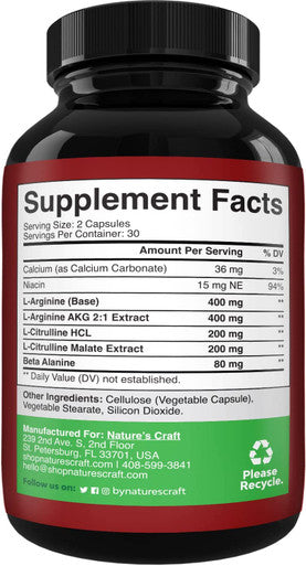 Energizing Nitric Oxide Supplement for Men - Nitric Oxide Pills for Men with Beet Root Powder and L-Arginine L-Citrulline Amino Acids for Intense Muscle Growth Performance Endurance and Recovery