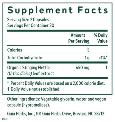 Gaia Herbs Nettle Leaf Liquid -Capsules, 60 Count