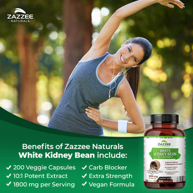 Zazzee White Kidney Bean 10:1 Extract, 18,000 Mg Strength, 200 Vegan Capsules, Over 2 Month Supply, Standardized And Concentrated