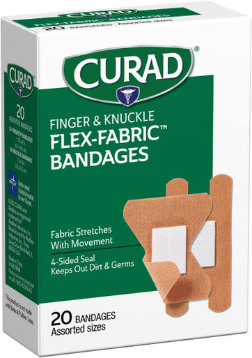 Curad Flex-Fabric Fingertip Knuckle Bandages 20 Count (Pack of 6)