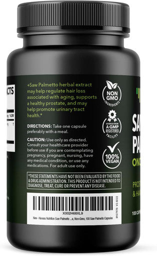 Saw Palmetto For Men Prostate Health Supplement To Promote Urinary Tract Function - 500Mg Per Serving - 100 Count - Dht Blocker Hair Vitamin - Vegan, Non-Gmo Capsules, Over 3 Month Supply