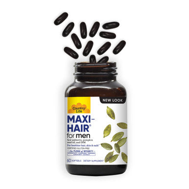 Country Life Maxi-Hair For Men With Saw Palmetto Dim & Biotin Hair Support 60 Softgels Certified Gluten Free