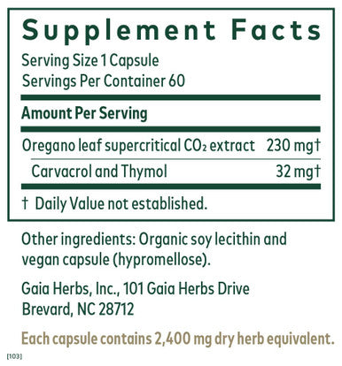Gaia Herbs Oil of Oregano 60 lvcaps