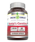 Amazing Formulas Acetyl L-Carnitine Supplement | 1200 Mg | 120 Veggie Capsules | Non-Gmo | Gluten Free | Made In Usa