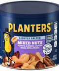 PLANTERS Lightly Salted Mixed Nuts, Plant Based Protein, 10.3 Oz (1 Ct) | Mixed Nuts: Almonds, Cashews, Peanuts, Pecans, Brazil Nuts. Snacks for Adults. Resealable Canister. Party Snack