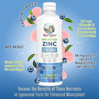 Maryruth Organics Vitamin C & Zinc Immunity Liposomal Bundle | Megadose Vitamin C Liposomal 500mg 7.6oz | Megadose Zinc Liposomal 18mg 15.22oz | Vegan Non-GMO