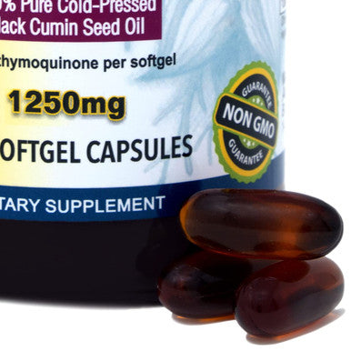 Amazing Herbs Black Seed Oil Pills 1250Mg, 100 Softgel Capsules - Cold-Pressed | Non Gmo