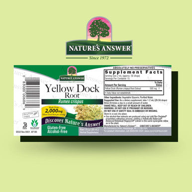 Nature'S Answer Alcohol- Yellow Dock Root 2000mg 1oz | Promotes Liver Function | Natural Body Detox | Bloating Relief | Gluten- Non-GMO Vegan | Single Count