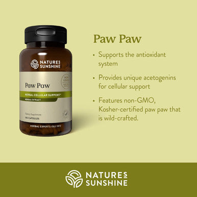 Nature'S Sunshine Paw Paw Cell-Reg 180 Capsules | Contains over 50 Acetogenins to Modulate ATP Production and Blood Supply