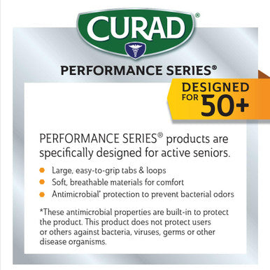 Curad Performance Series Ankle Support Designed for Active Seniors 50+ Large Easy to Grip Tabs & Loops for Easier Application Helps with Mild Sprains & Strains Size S/M