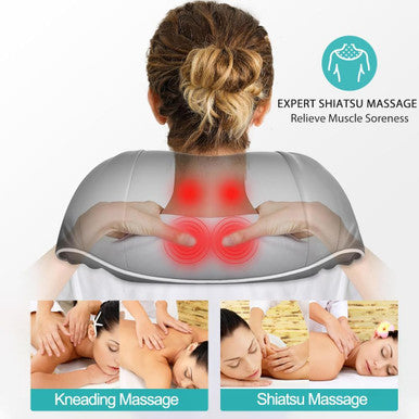 Gifts For Dad - Neck Massager For Pain Relief Deep Tissue - Shiatsu Back And Neck Massager With Heat - 4D Kneading Electric Massage Pillow For Shoulder, Back, Foot, Body Muscle Pain Relief