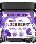 Llama Naturals Elderberry Gummies for Adults Vegan Organic Immune Support Supplement with Vitamin C and Zinc Real Fruit Gummy Vitamins for Immunity Chewable No Added Sugar Cane 90 Ct