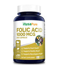 NusaPure Folic 1000mcg 200 Veggie Caps (Non-GMO, Vegetarian & )