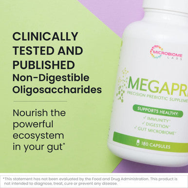 Microbiome Labs MegaPre - Dairy Free Prebiotic Supplement - Digestion Supplement to Support Bfidobacteria + Muciniphilia - Prebiotic Fiber for Gut Health & Optimal Digestion (180 Capsules)