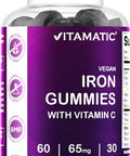 Vitamatic Iron 65 Mg Gummies Supplement For Women & Men - 60 Vegan Gummies - Great Tasting Iron Gummy Vitamins With Vitamin C (1)