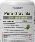 Superior Labs Pure Natural Graviola NonGMO 1200mg 120 Vegetable Caps Natural Dietary Soursop Supplement Healthy Skin Helps Promotes Cell Growth Respiratory System Balanced Mood