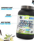 BPI Sports Vegan Protein - Non-Dairy Plant-Based Vegan Friendly Zero Sugar Vanilla