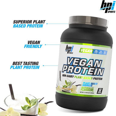 BPI Sports Vegan Protein - Non-Dairy Plant-Based Vegan Friendly Zero Sugar Vanilla