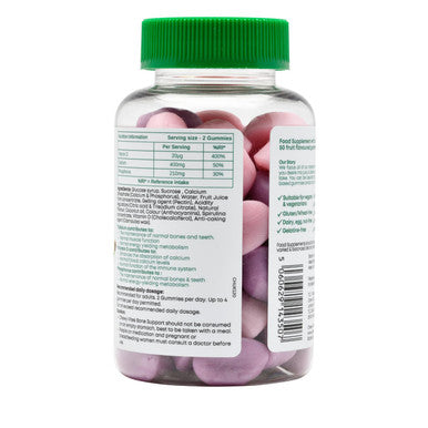 Chewy Vites Adult Bone Support 50 Vitamin Gummies 400mg Calcium Gummies with 20 mcg Vitamin D3 for Bones Teeth & Muscle Function 2-a-Day Vegan Mix of Wild Cherry and Strawberry Flavour