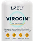 Lazu Virocin - Zinc Supplement - Zinc Ionophore Zinc, Vitamin C, Vitamin D3 Enhanced Immune Support And Rapid Absorption 60 Capsules