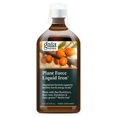 Gaia Herbs PlantForce Liquid Iron Supplement, 16 Ounce - Supports Healthy Iron and Energy Levels, Great-Tasting Vegetarian Herbal Formula