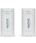 Native Deodorant | Natural Deodorant For Women And Men Aluminum Free With Baking Soda Probiotics Coconut Oil And Shea Butter | Eucalyptus & Mint And Charcoal - Variety Pack Of 2